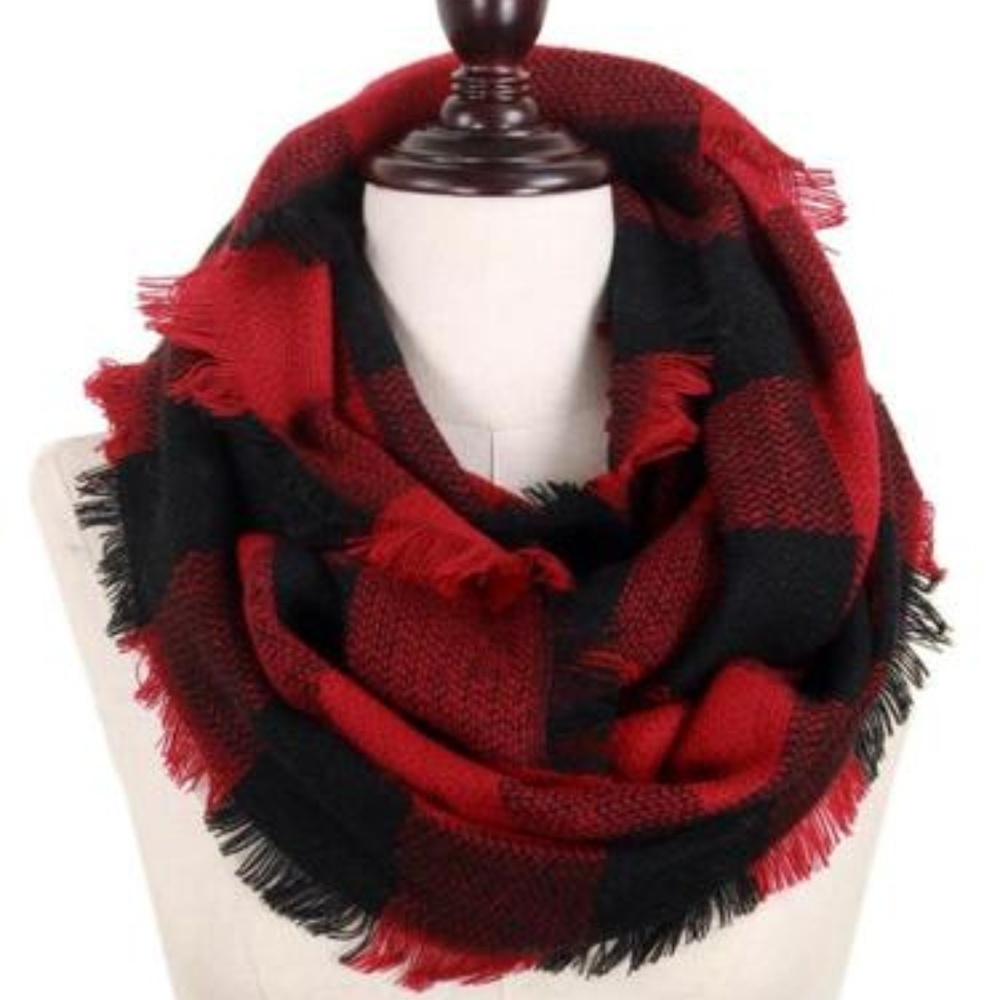 Red and Black Classic Buffalo Plaid Infinity Scarf